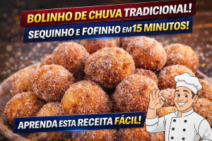 BOLINHO DE CHUVA TRADICIONAL: RECEITA SEQUINHA, FOFINHA E PRONTA EM 15 MINUTOS PARA RELEMBRAR A INFÂNCIA