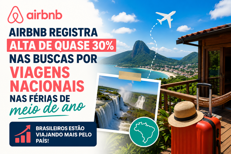 Airbnb registra alta de quase 30% nas buscas por viagens nacionais nas férias de meio de ano