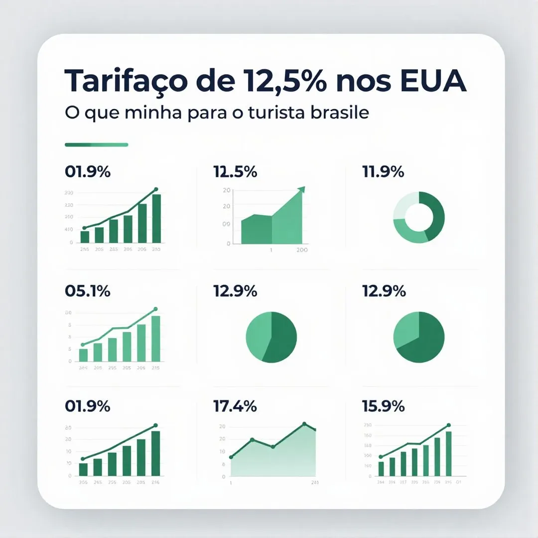Infográfico - Tarifaço de 12,5% nos EUA: O que muda para o turista brasileiro e as passagens aéreas