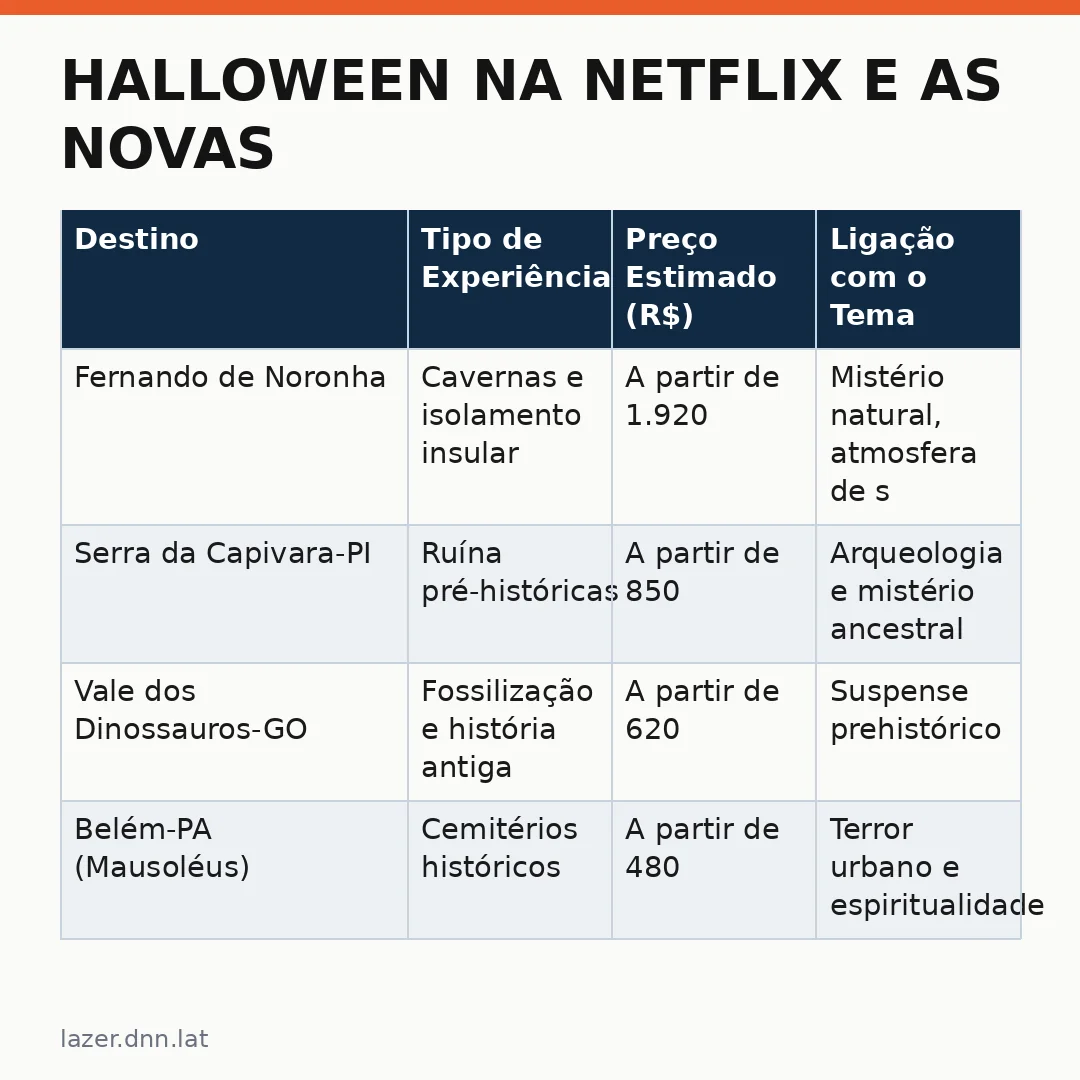 Infográfico - Halloween na Netflix e as novas rotas turísticas do Brasil: filmes de terror impulsionam a economia local