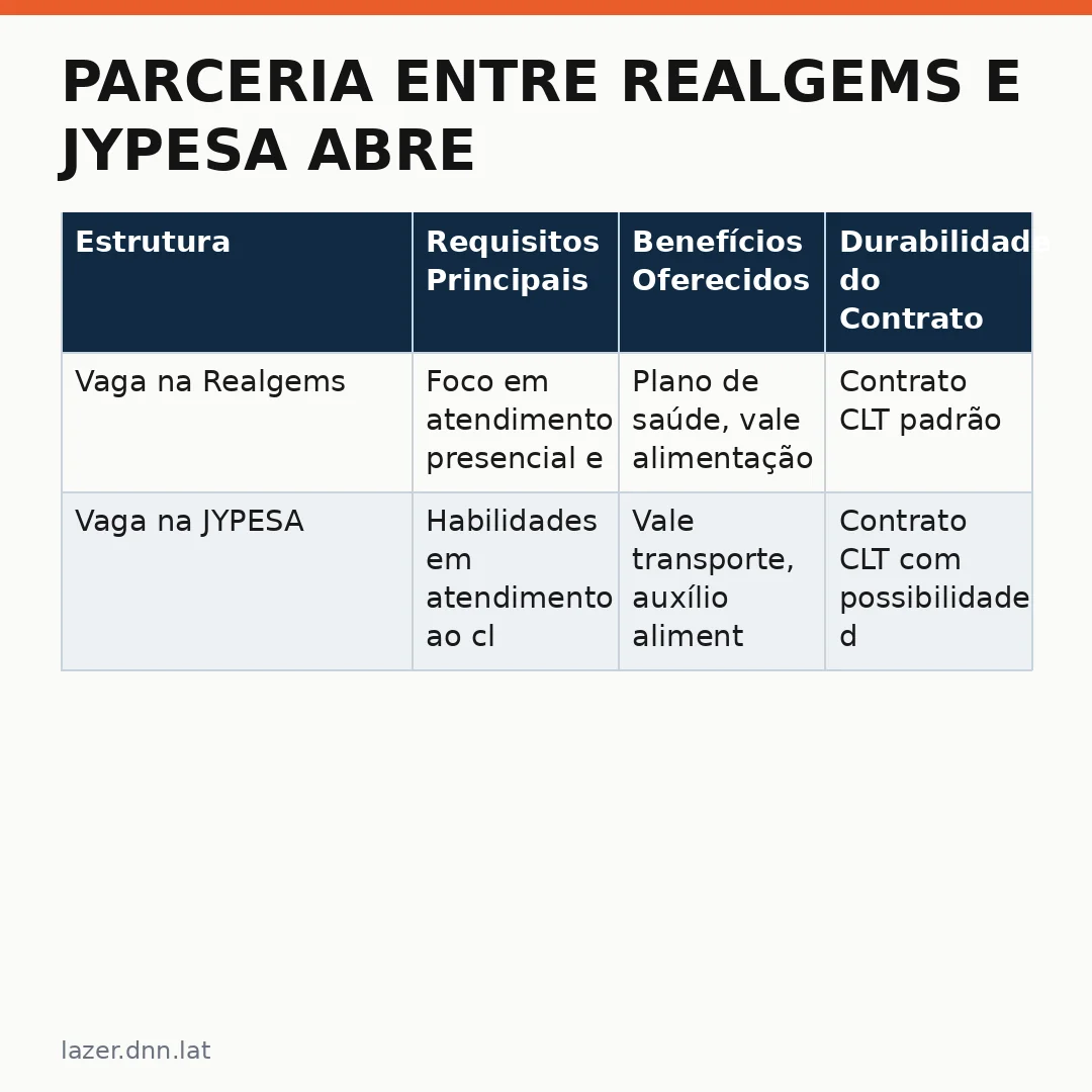 Infográfico - Parceria entre Realgems e JYPESA abre vagas para recepcionistas no turismo