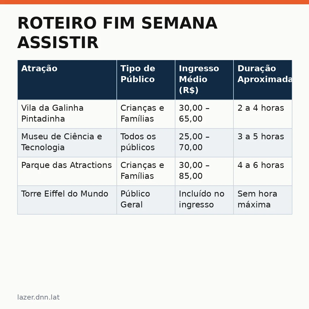 Infográfico - Roteiro fim semana assistir: novas atrações divertem crianças no Beto Carrero World