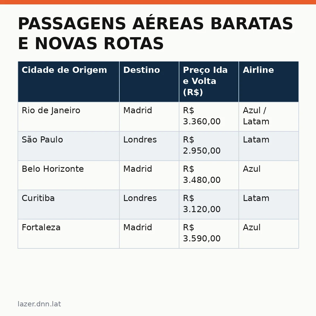 Infográfico - Passagens Aéreas Baratas e Novas Rotas: O Brasil se Conecta ao Mundo