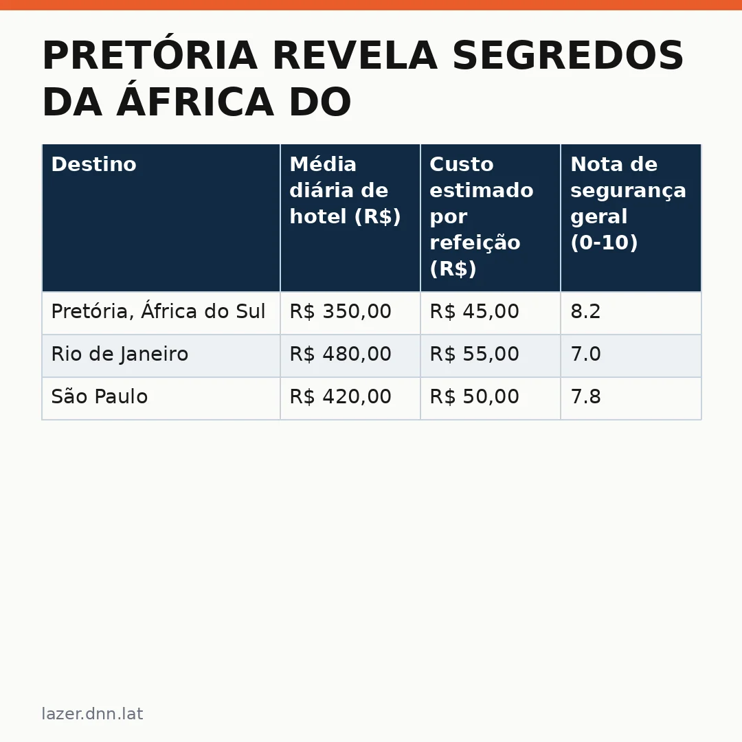 Infográfico - Pretória revela segredos da África do Sul e atrai novos visitantes brasileiros