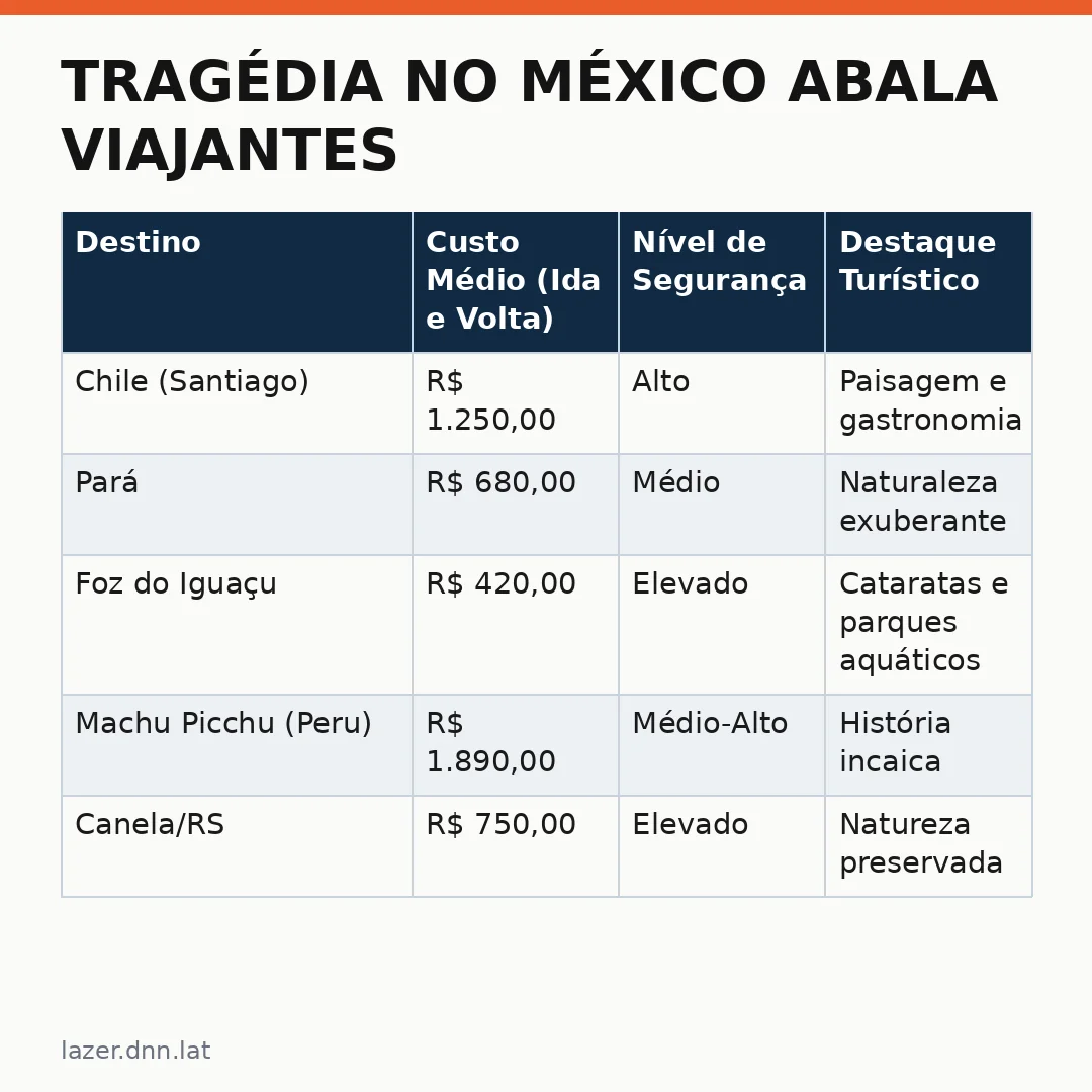 Infográfico - Tragédia no México abala viajantes brasileiros: cuidados essenciais ao planejar seu próximo turismo