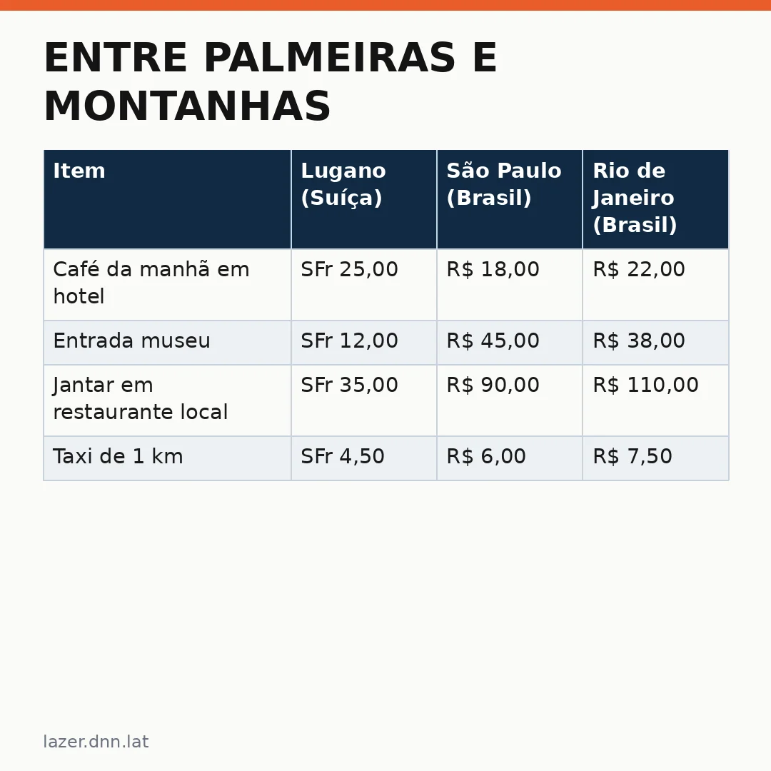 Infográfico - Entre palmeiras e montanhas: a experiência de viagem que Lugano oferece aos brasileiros
