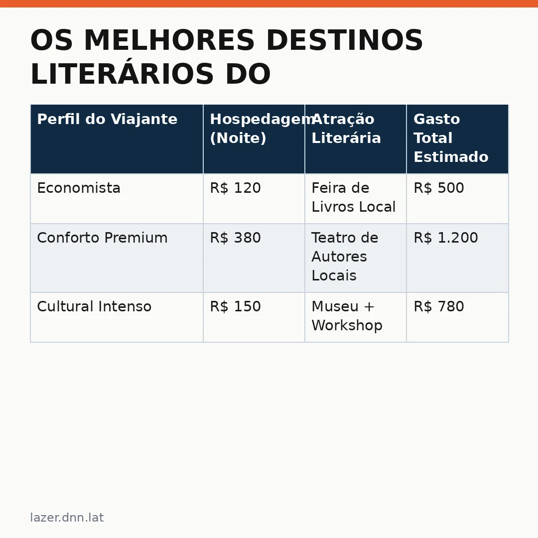 Infográfico - Os melhores destinos literários do turismo viagens lazer Brasil para a sua próxima fuga cultural
