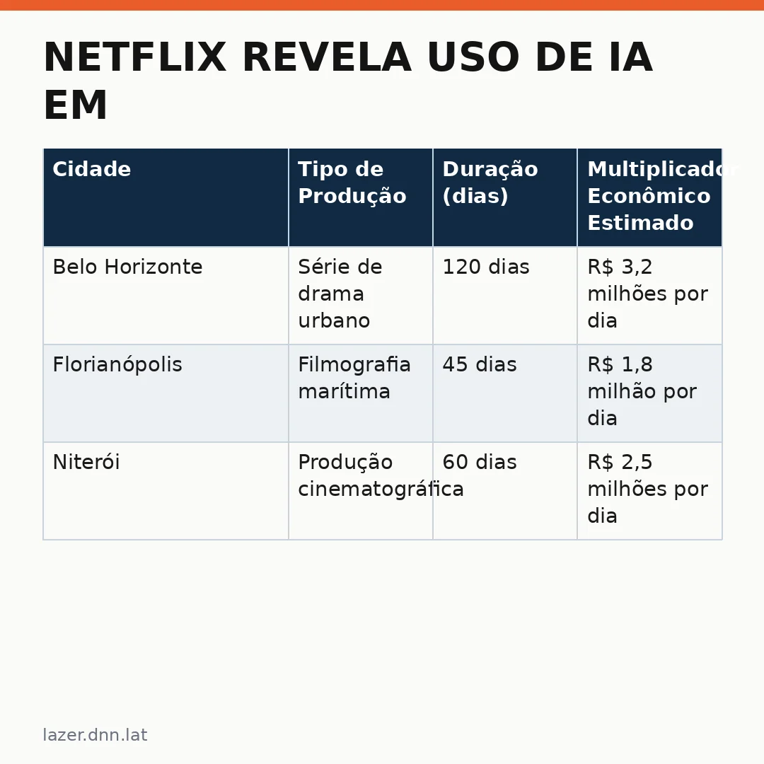Infográfico - Netflix revela uso de IA em mais de 300 produções: o que isso significa para o turismo no Brasil
